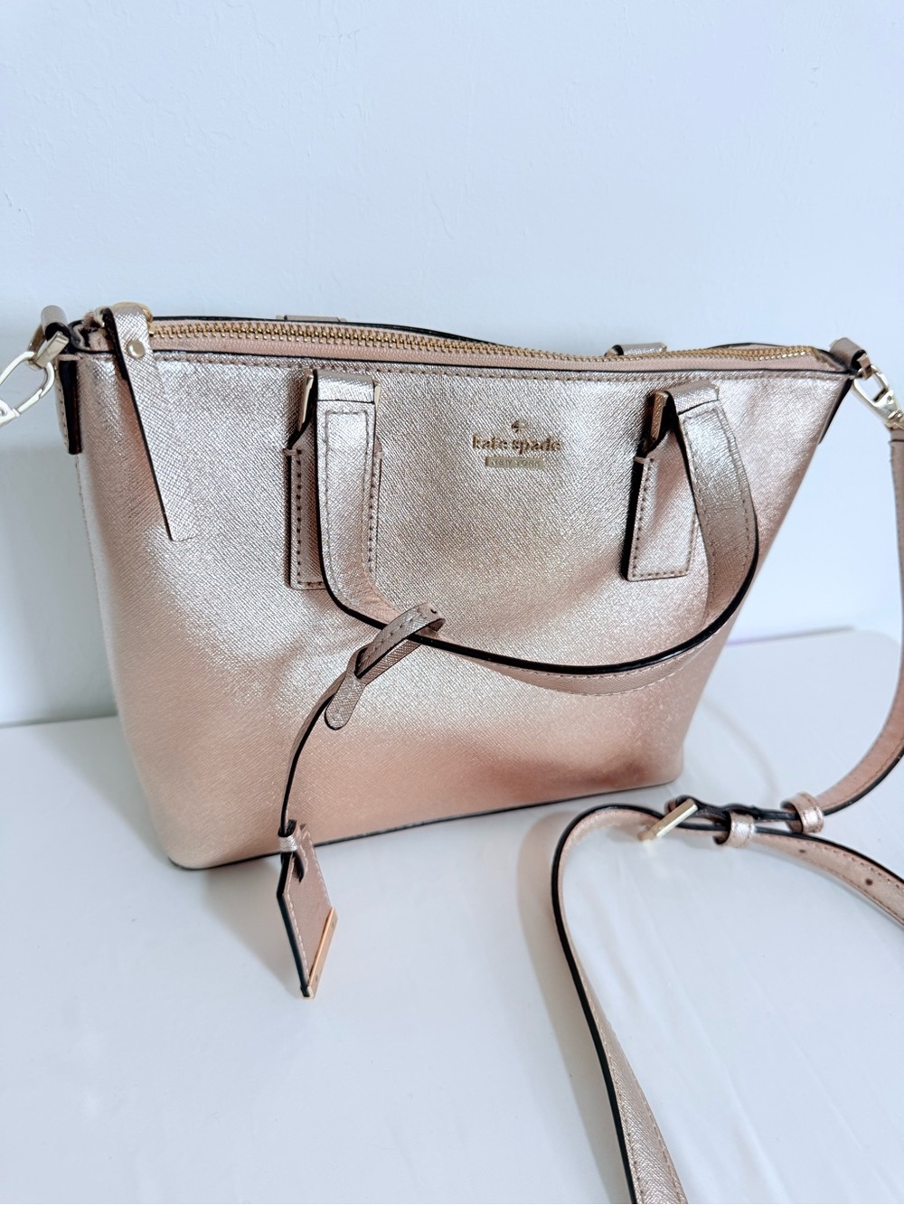 kate spade Metallic Rose Gold Crossbody Tote Bag - Picture 2 of 6